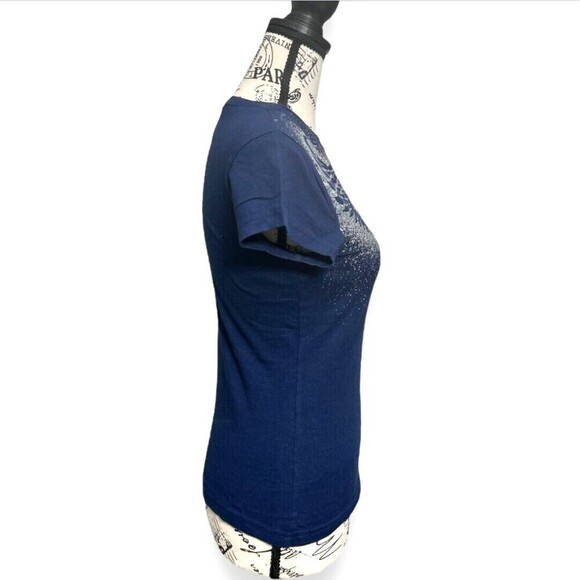 Supergirl S Navy Graphic Tee 100% Cotton Burnout Glitter Y2K DC Comics Hero - Picture 5 of 9